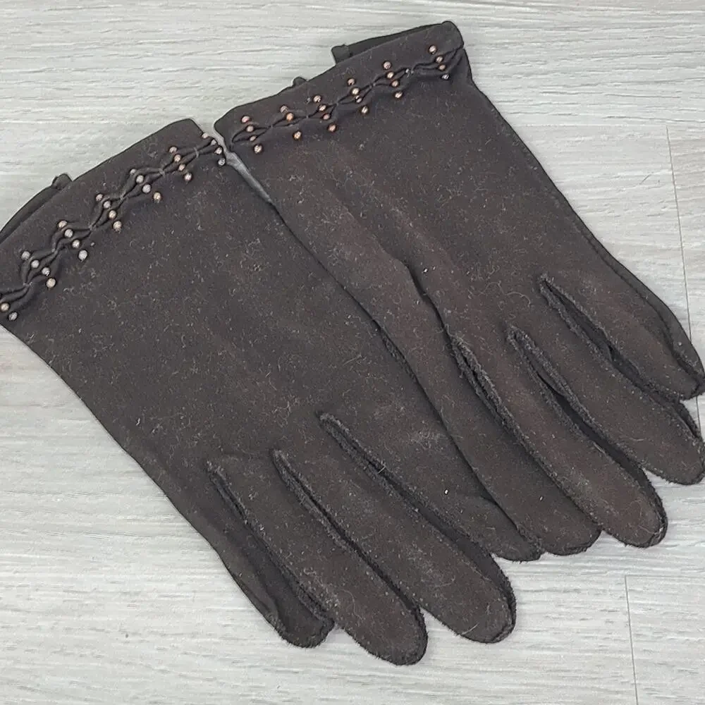 Crescendoe Women's Leather‎ Driving Gloves Size 7 Brown Black Bundle Vtg